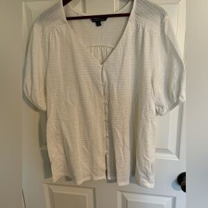 Zach & Rachel Short Sleeve Button Down Top ~White ~ Size: 2X ~ Never Worn!